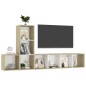 vidaXL Muebles de salón 3 pzas madera ingeniería blanco y roble Sonoma