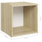 vidaXL Muebles de salón 3 pzas madera ingeniería blanco y roble Sonoma