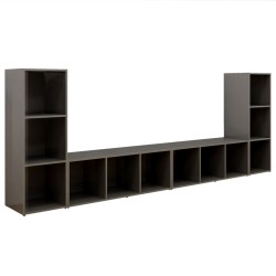 vidaXL Muebles de salón 4 piezas madera ingeniería gris brillo