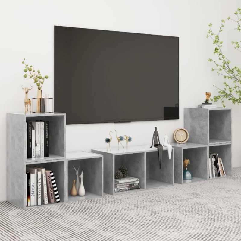 vidaXL Muebles de salón 6 piezas madera de ingeniería gris hormigón