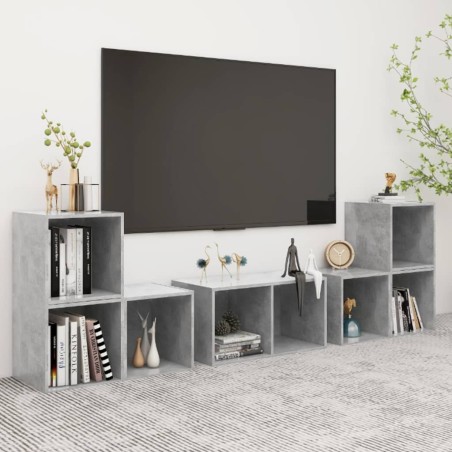 vidaXL Muebles de salón 6 piezas madera de ingeniería gris hormigón