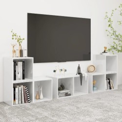 vidaXL Muebles de salón 6 piezas madera de ingeniería blanco brillo