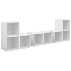 vidaXL Muebles de salón 6 piezas madera de ingeniería blanco brillo