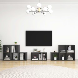 vidaXL Muebles de salón 8 piezas madera de ingeniería gris