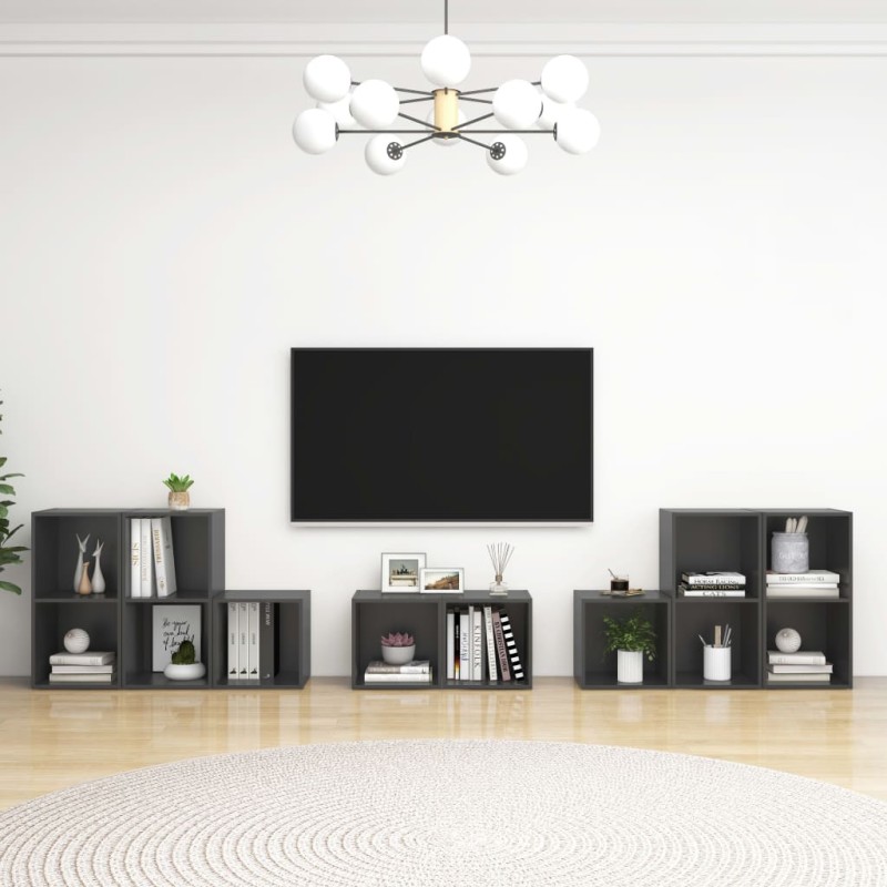 vidaXL Muebles de salón 8 piezas madera de ingeniería gris