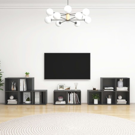 vidaXL Muebles de salón 8 piezas madera de ingeniería gris