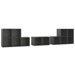 vidaXL Muebles de salón 8 piezas madera de ingeniería gris