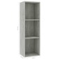 vidaXL Estantería libros/mueble TV contrachapada hormigón 36x30x114cm