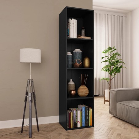 vidaXL Estantería libros/mueble TV contrachapada negro 36x30x143 cm