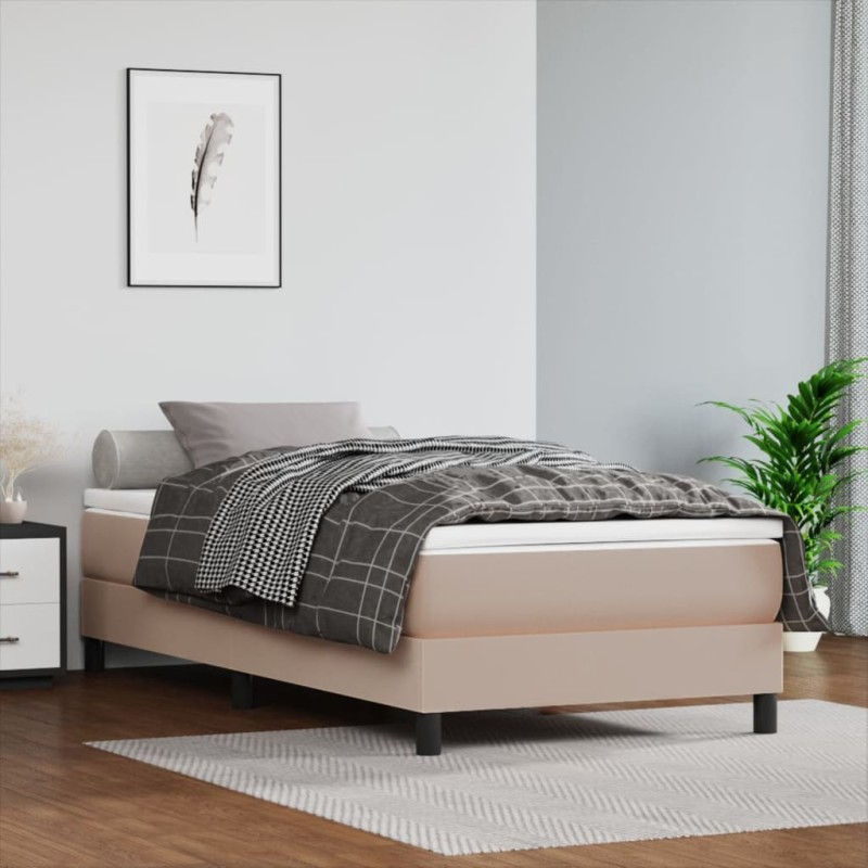 vidaXL Estructura cama box spring cuero sintético capuchino 80x200 cm vidaXL Estructura cama box spring cuero sintético capuchino 80x200 cm