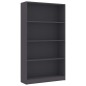 vidaXL Estantería de 4 niveles madera contrachapada gris 80x24x142cm vidaXL Estantería de 4 niveles madera contrachapada gris 80x24x142cm