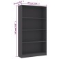 vidaXL Estantería de 4 niveles madera contrachapada gris 80x24x142cm vidaXL Estantería de 4 niveles madera contrachapada gris 80x24x142cm