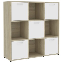 vidaXL Estantería madera contrachapada blanco y roble 90x30x90 cm