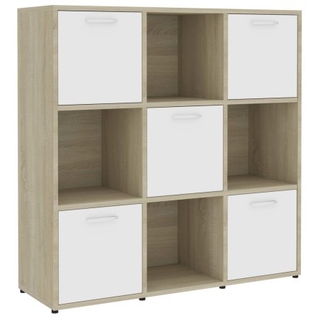 vidaXL Estantería madera contrachapada blanco y roble 90x30x90 cm