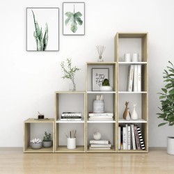 vidaXL Muebles de salón 4 pzas madera ingeniería blanco y roble Sonoma