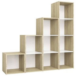 vidaXL Muebles de salón 4 pzas madera ingeniería blanco y roble Sonoma