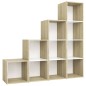 vidaXL Muebles de salón 4 pzas madera ingeniería blanco y roble Sonoma