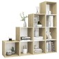 vidaXL Muebles de salón 4 pzas madera ingeniería blanco y roble Sonoma