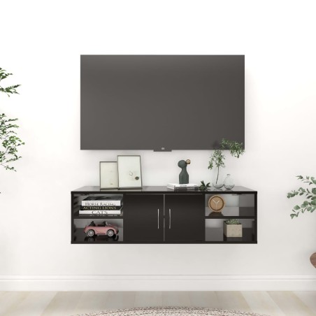 vidaXL Estantería de pared madera contrachapada negro 102x30x29 cm