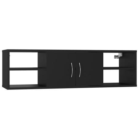 vidaXL Estantería de pared madera contrachapada negro 102x30x29 cm