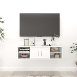 vidaXL Estantería pared madera contrachapada blanco brillo 102x30x29cm