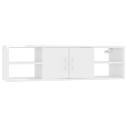 vidaXL Estantería pared madera contrachapada blanco brillo 102x30x29cm