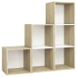 vidaXL Muebles de salón 3 pzas madera ingeniería blanco y roble Sonoma