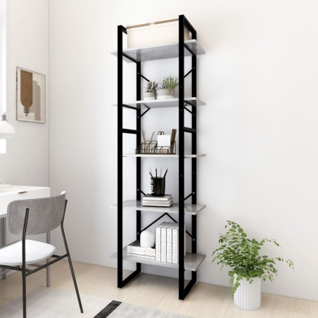 vidaXL Estantería de 5 niveles madera de ingeniería gris 60x30x175 cm