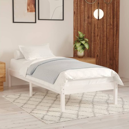 vidaXL Estructura de cama madera maciza individual blanco 75x190 cm