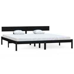 vidaXL Estructura de cama madera maciza de pino negro 180x200 cm