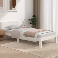 vidaXL Estructura de cama individual madera maciza blanco 90x190 cm
