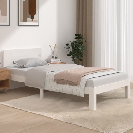 vidaXL Estructura de cama individual madera maciza blanco 90x190 cm