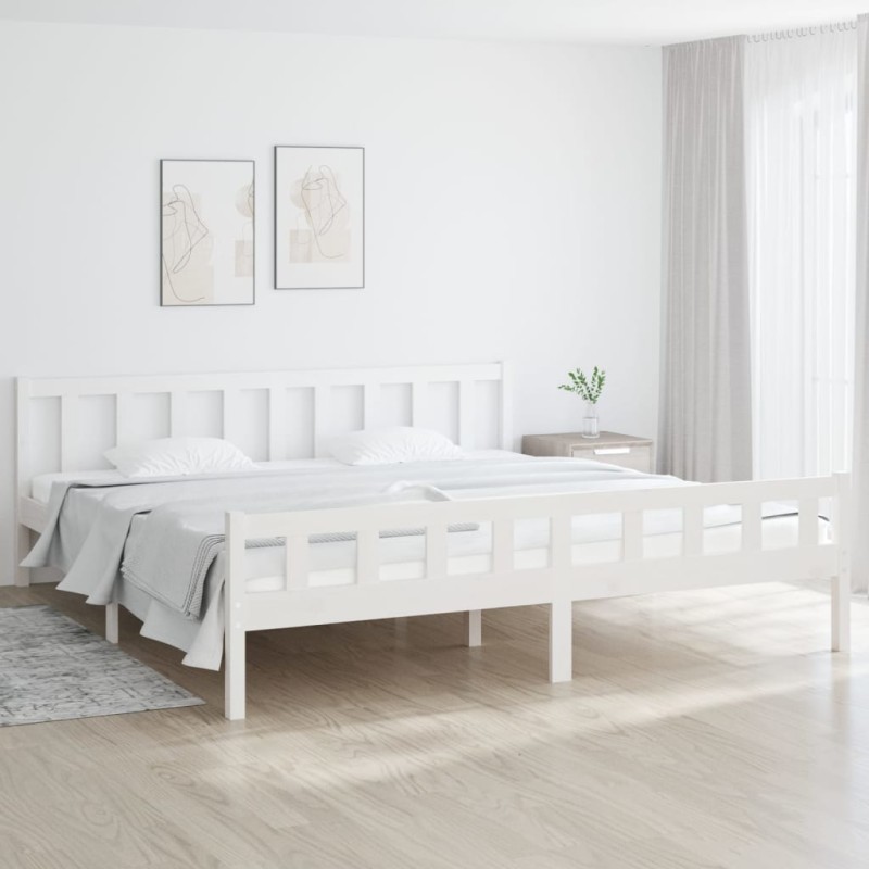 vidaXL Estructura de cama Super King madera maciza blanco 180x200 cm vidaXL Estructura de cama Super King madera maciza blanco 180x200 cm