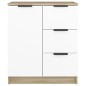 vidaXL Aparador madera contrachapada blanco y roble Sonoma 60x30x70 cm