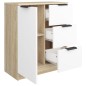 vidaXL Aparador madera contrachapada blanco y roble Sonoma 60x30x70 cm