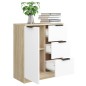 vidaXL Aparador madera contrachapada blanco y roble Sonoma 60x30x70 cm
