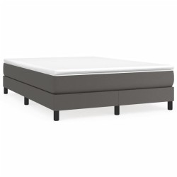 vidaXL Estructura de cama box spring cuero sintético gris 140x200 cm