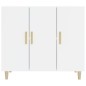 vidaXL Aparador de madera de ingeniería blanco brillo 90x34x80 cm