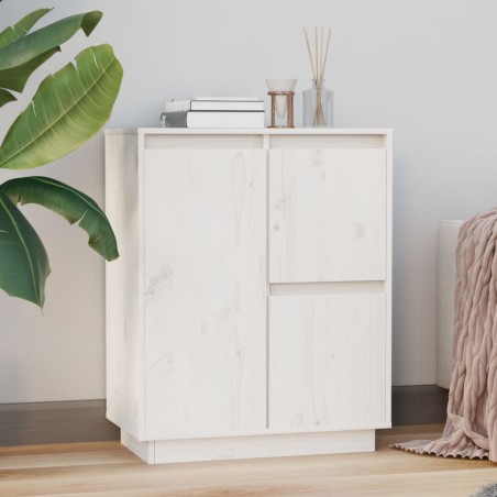 vidaXL Aparador de madera maciza de pino blanco 60x34x75 cm