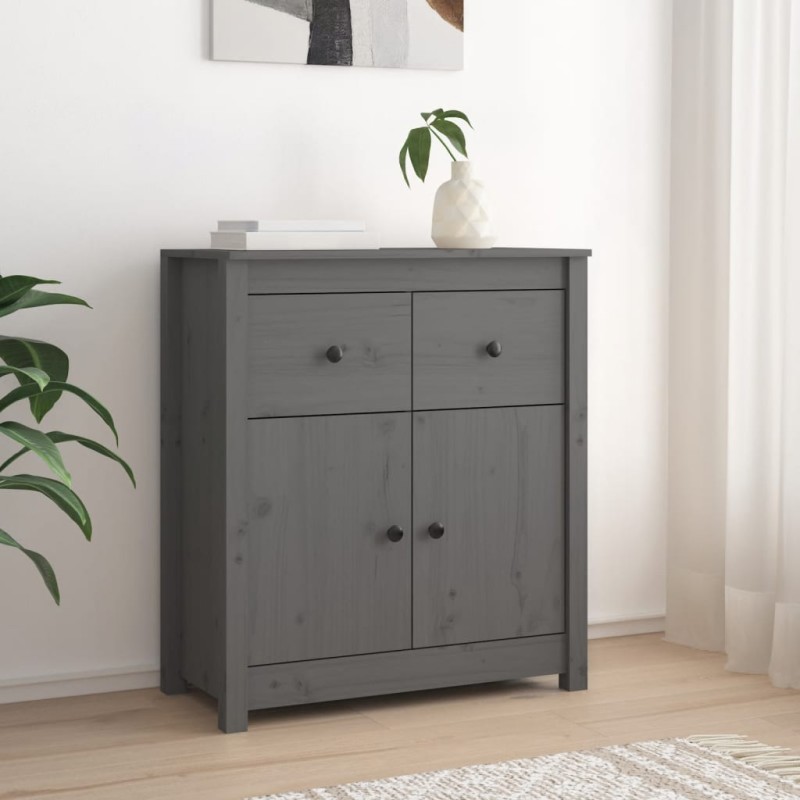 vidaXL Aparador de madera maciza de pino gris 70x35x80 cm vidaXL Aparador de madera maciza de pino gris 70x35x80 cm