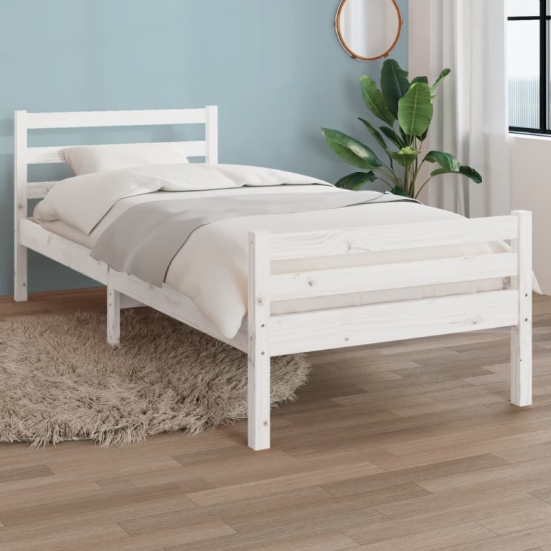 vidaXL Estructura de cama madera maciza blanco 90x200 cm vidaXL Estructura de cama madera maciza blanco 90x200 cm