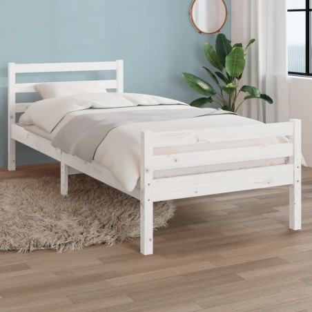 vidaXL Estructura de cama madera maciza blanco 90x200 cm