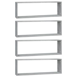 vidaXL Estante cúbico de pared 4 uds madera gris Sonoma 80x15x26,5 cm