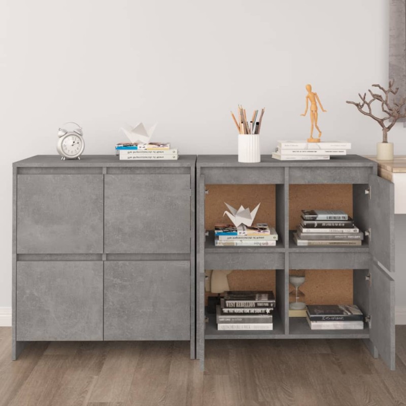 vidaXL Aparadores 2 uds madera de ingeniería gris hormigón 70x41x75 cm