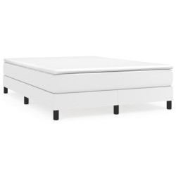 vidaXL Estructura de cama box spring cuero sintético blanco 140x190 cm