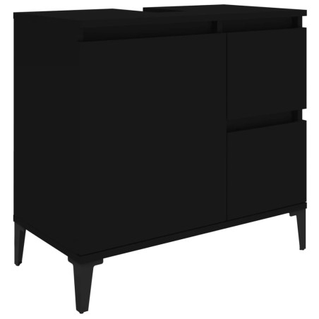 vidaXL Armario de baño madera contrachapada negro 65x33x60 cm