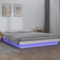 vidaXL Estructura de cama con LED madera maciza blanca 140x200 cm