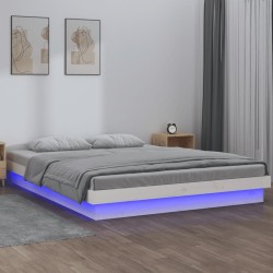 vidaXL Estructura de cama con LEDs madera maciza blanca 150x200 cm