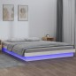 vidaXL Estructura de cama con LEDs madera maciza blanca 150x200 cm vidaXL Estructura de cama con LEDs madera maciza blanca 150x200 cm