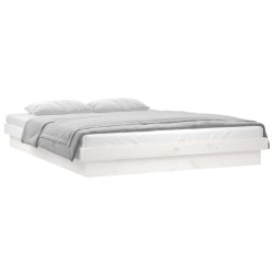 vidaXL Estructura de cama con LEDs madera maciza blanca 150x200 cm